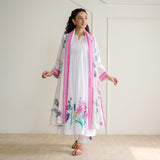 Zuhal Cotton Kurta Set with Mulmul Slip and Dupatta - Sharp White