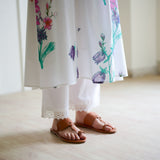 Liliet Cotton Kurta Set with Mulmul Slip - Sharp White