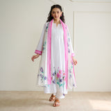 Zuhal Cotton Kurta Set with Mulmul Slip and Dupatta - Sharp White