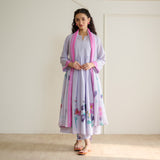 Zuhal Cotton Kurta Set with Mulmul Slip and Dupatta - Lavender