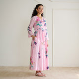 Tulip Cotton Overlap Dress with Mulmul Slip - Candy Pink