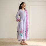 Zuhal Cotton Kurta Set with Mulmul Slip and Dupatta - Lavender
