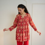 Jugni Sanganeri Inspired Co-ord Set - Cherry Red