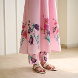 Aviva Patchwork Cotton Kurta Set with Mulmul Slip - Candy Pink