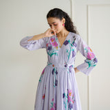 Tulip Cotton Overlap Dress with Mulmul Slip - Lavender