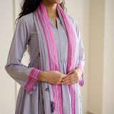 Zuhal Cotton Kurta Set with Mulmul Slip and Dupatta - Lavender