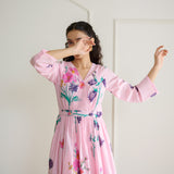 Tulip Cotton Overlap Dress with Mulmul Slip - Candy Pink
