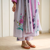 Zuhal Cotton Kurta Set with Mulmul Slip and Dupatta - Lavender