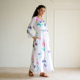 Tulip Cotton Overlap Dress with Mulmul Slip - Sharp white