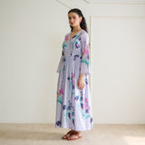 Tulip Cotton Overlap Dress with Mulmul Slip - Lavender