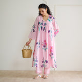 Liliet Cotton Kurta Set with Mulmul Slip - Candy Pink
