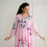 Liliet Cotton Kurta Set with Mulmul Slip - Candy Pink