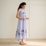 Aviva Patchwork Cotton Kurta Set with Mulmul Slip - Lavender