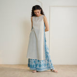 Mehek Sanganeri Inspired Sleeveless Kurta Palazzo Set - Beige