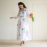 Tulip Cotton Overlap Dress with Mulmul Slip - Sharp white