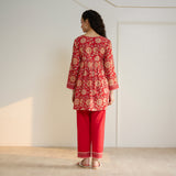 Jugni Sanganeri Inspired Co-ord Set - Cherry Red