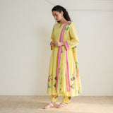 Zuhal Cotton Kurta Set with Mulmul Slip and Dupatta - Banana Yellow