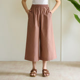 Cotton High Waist Elasticated Culottes - Choco Brown