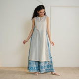 Mehek Sanganeri Inspired Sleeveless Kurta Palazzo Set - Beige