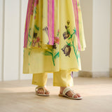 Zuhal Cotton Kurta Set with Mulmul Slip and Dupatta - Banana Yellow