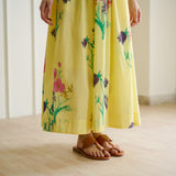 Tulip Cotton Overlap Dress with Mulmul Slip - Banana Yellow