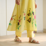 Aviva Patchwork Cotton Kurta Set with Mulmul Slip - Banana Yellow