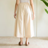 Cotton High Waist Elasticated Culottes - Off White