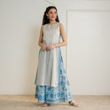 Mehek Sanganeri Inspired Sleeveless Kurta Palazzo Set - Beige