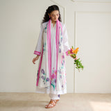 Zuhal Cotton Kurta Set with Mulmul Slip and Dupatta - Sharp White