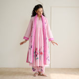 Zuhal Cotton Kurta Set with Mulmul Slip and Dupatta - Candy Pink