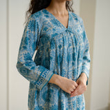 Jugni Sanganeri inspired Printed Fit & Flare Tunic with Straight Pants - Beige