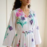 Tulip Cotton Overlap Dress with Mulmul Slip - Sharp white