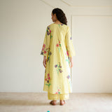 Liliet Cotton Kurta Set with Mulmul Slip - Banana Yellow