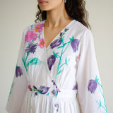 Tulip Cotton Overlap Dress with Mulmul Slip - Sharp white