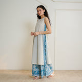 Mehek Sanganeri Inspired Sleeveless Kurta Palazzo Set - Beige