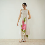 Belle Slub Cotton Kurta Set - Off White