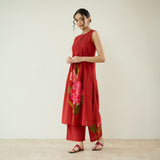 Belle Slub Cotton Kurta Set - Classic Red