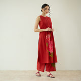 Belle Slub Cotton Kurta Set - Classic Red