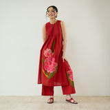 Belle Slub Cotton Kurta Set - Classic Red