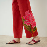 Belle Slub Cotton Kurta Set - Classic Red