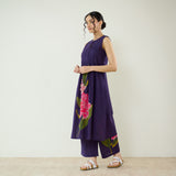 Belle Slub Cotton Kurta Set - Violet