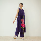 Belle Slub Cotton Kurta Set - Violet
