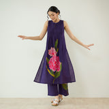 Belle Slub Cotton Kurta Set - Violet