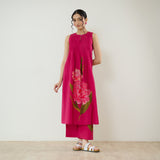 Belle Slub Cotton Kurta Set - Magenta