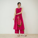 Belle Slub Cotton Kurta Set - Magenta