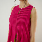 Belle Slub Cotton Kurta Set - Magenta