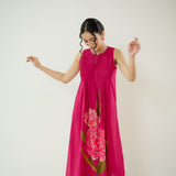 Belle Slub Cotton Kurta Set - Magenta