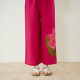 Belle Slub Cotton Kurta Set - Magenta