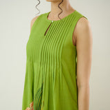 Belle Slub Cotton Kurta Set - Parrot Green