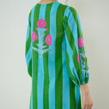 Verandah Striped Kurta Set - Sea Green